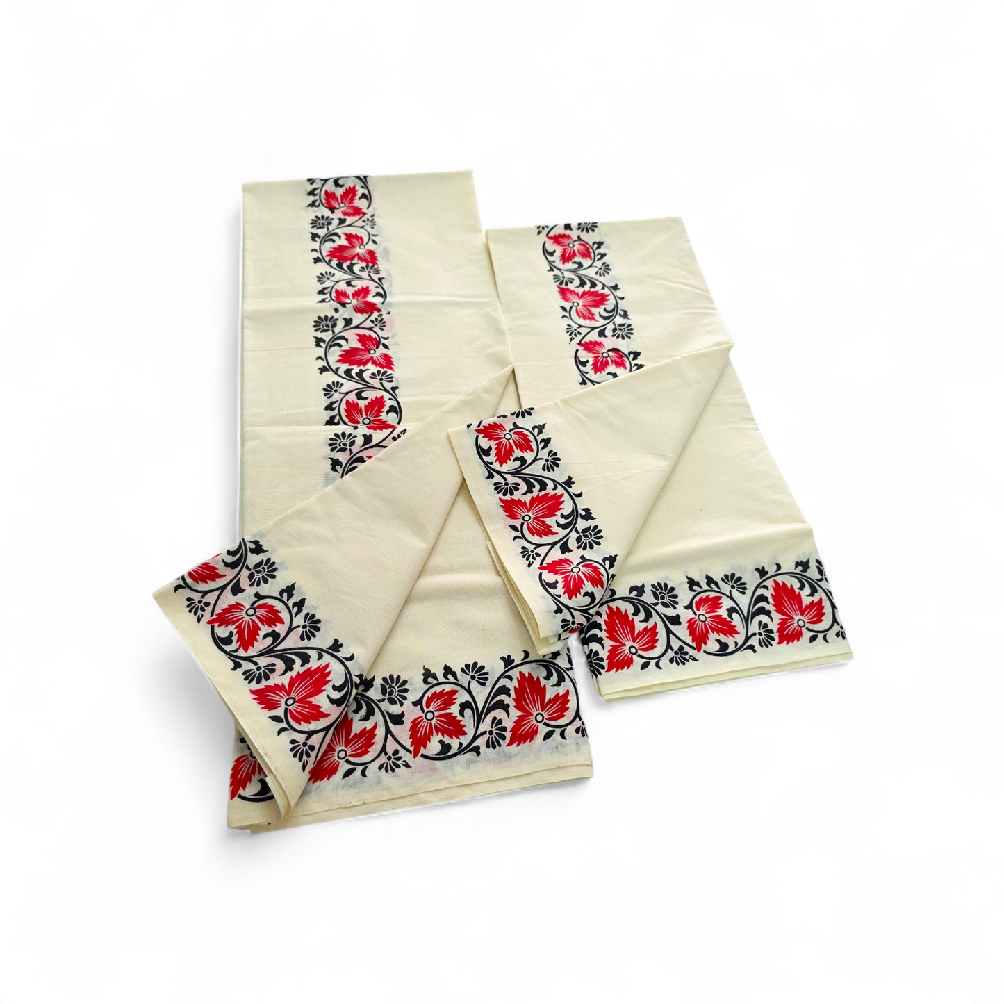 Womens Kerala Traditional Kuthampully Cotton Set mundu With printed design