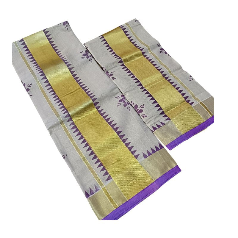 Womens Kerala Traditional Kuthampully Tissue Set mundu