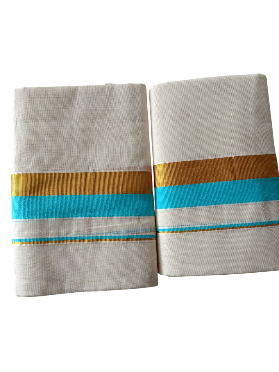 Womens Kerala Traditional Kuthampully Set Mundu with Printed Designs