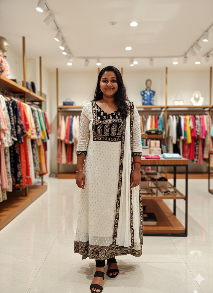 PURE BANARASI GEORGETTE ALINE TOP WITH DUPATTA [MCAN17]