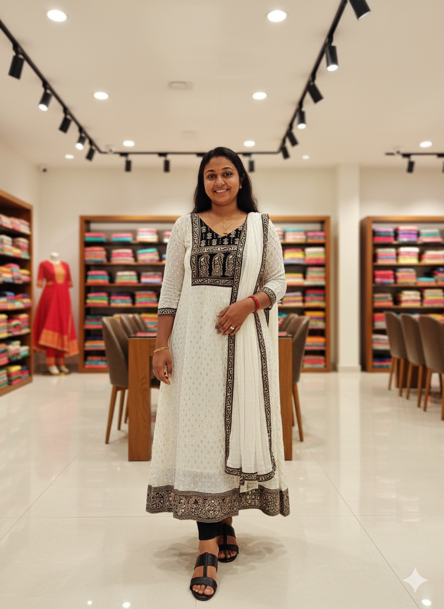 PURE BANARASI GEORGETTE ALINE TOP WITH DUPATTA [MCAN17]