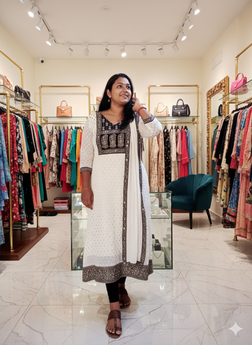 PURE BANARASI GEORGETTE ALINE TOP WITH DUPATTA [MCAN17]