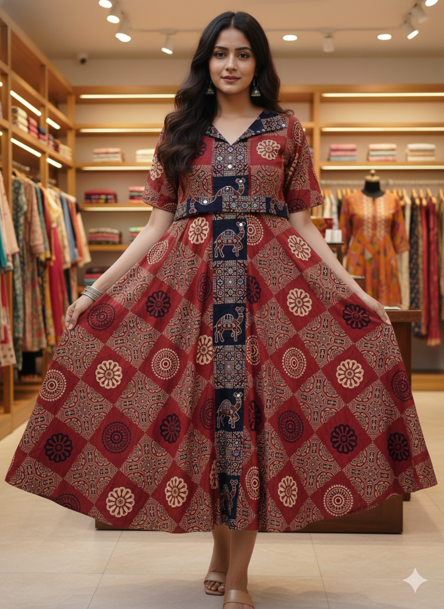 PURE COTTON FROCK WITH DETACHABLE BELT [ MCAN16 ]