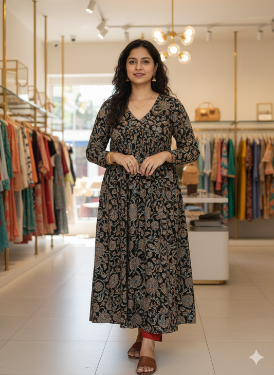 PURE COTTON KALAMKARI ALIACUT KURTI [MCAN20]