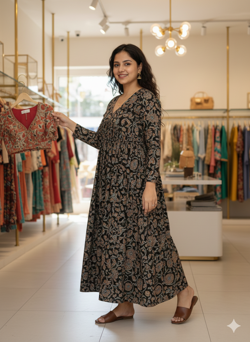 PURE COTTON KALAMKARI ALIACUT KURTI [MCAN20]