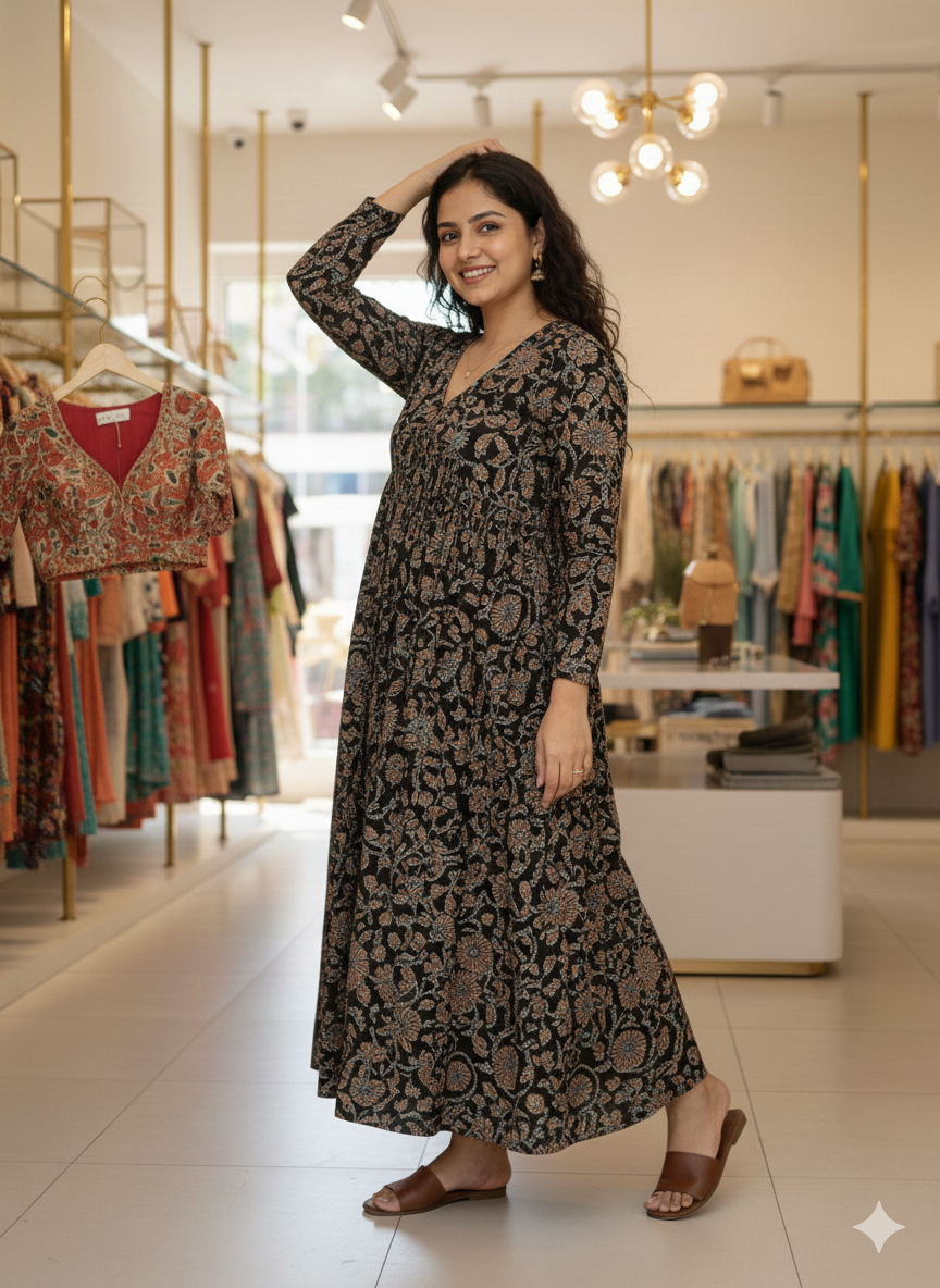 PURE COTTON KALAMKARI ALIACUT KURTI [MCAN20]