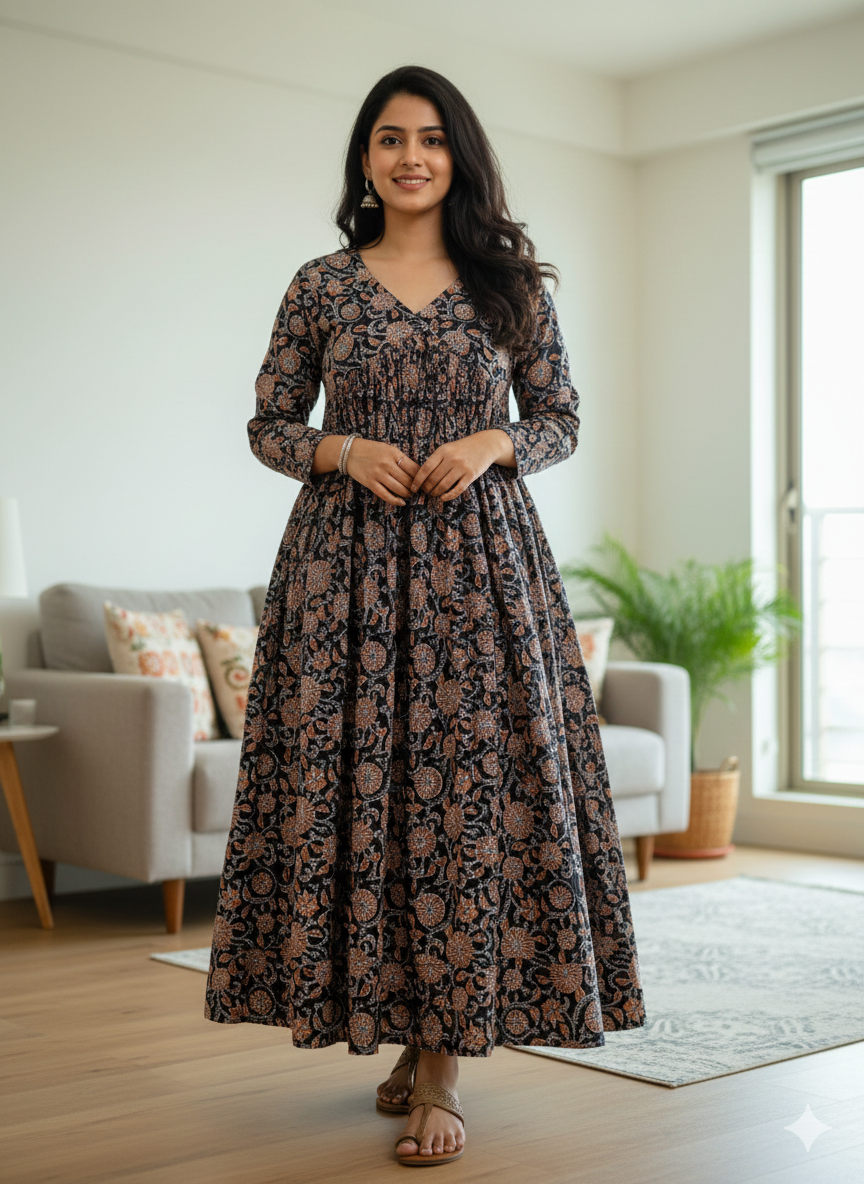 PURE COTTON KALAMKARI ALIACUT KURTI [MCAN20]