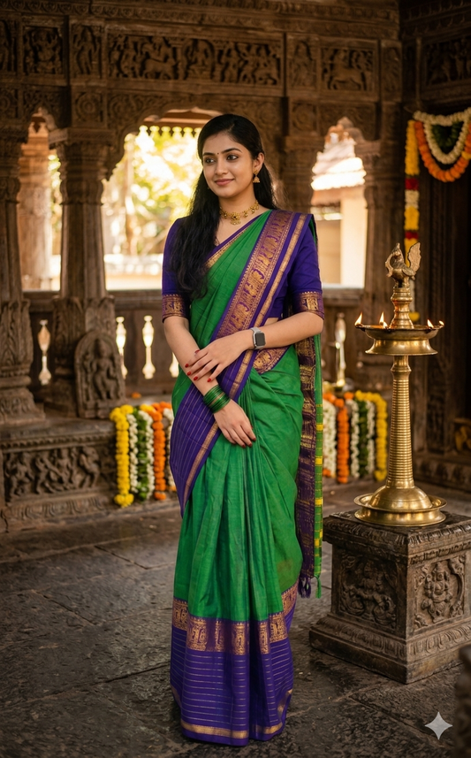 Narayanappat green and purple saree[NP01]