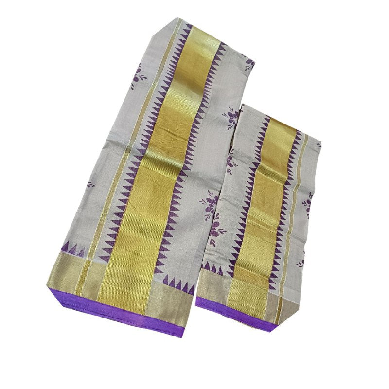 Womens Kerala Traditional Kuthampully Tissue Set mundu