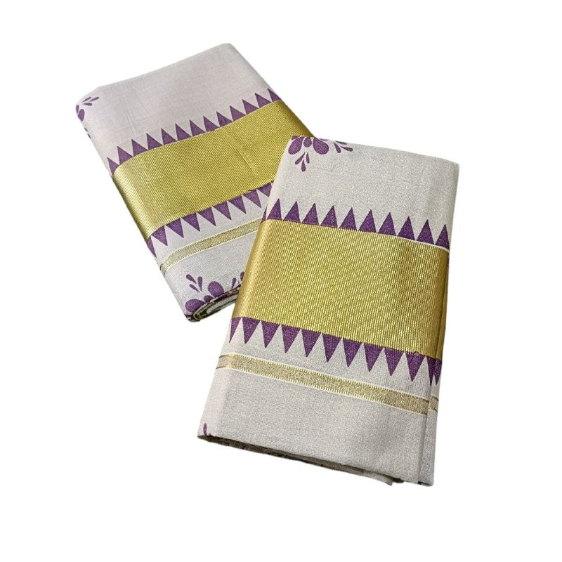 Womens Kerala Traditional Kuthampully Tissue Set mundu