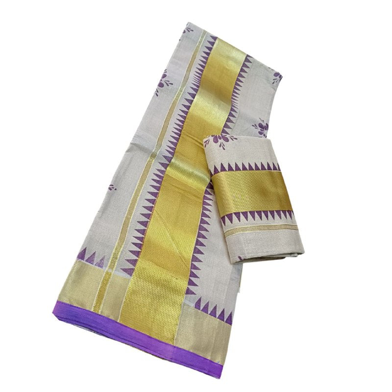Womens Kerala Traditional Kuthampully Tissue Set mundu