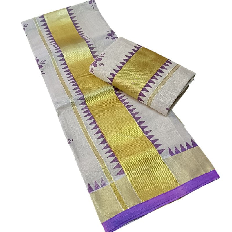Womens Kerala Traditional Kuthampully Tissue Set mundu