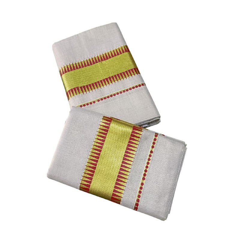 Womens Kerala Traditional Kuthampully Tissue Set mundu