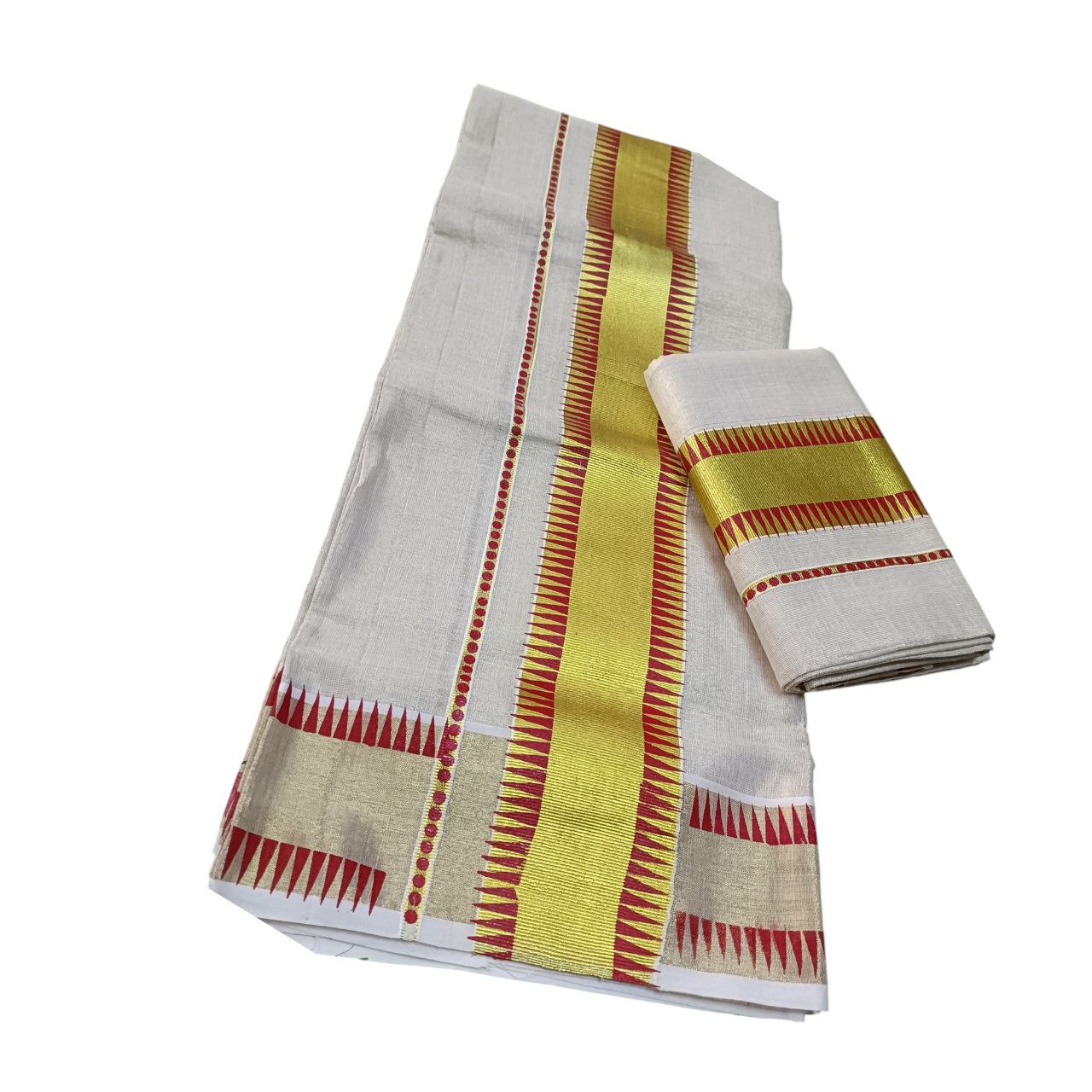 Womens Kerala Traditional Kuthampully Tissue Set mundu