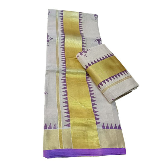 Womens Kerala Traditional Kuthampully Tissue Set mundu