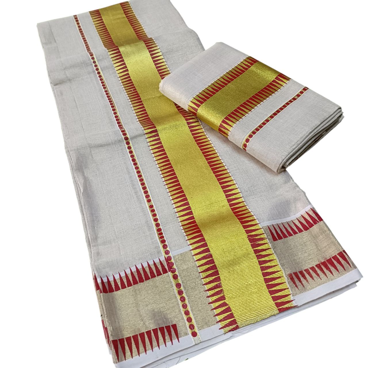 Womens Kerala Traditional Kuthampully Tissue Set mundu