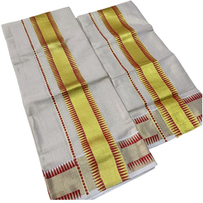 Womens Kerala Traditional Kuthampully Tissue Set mundu
