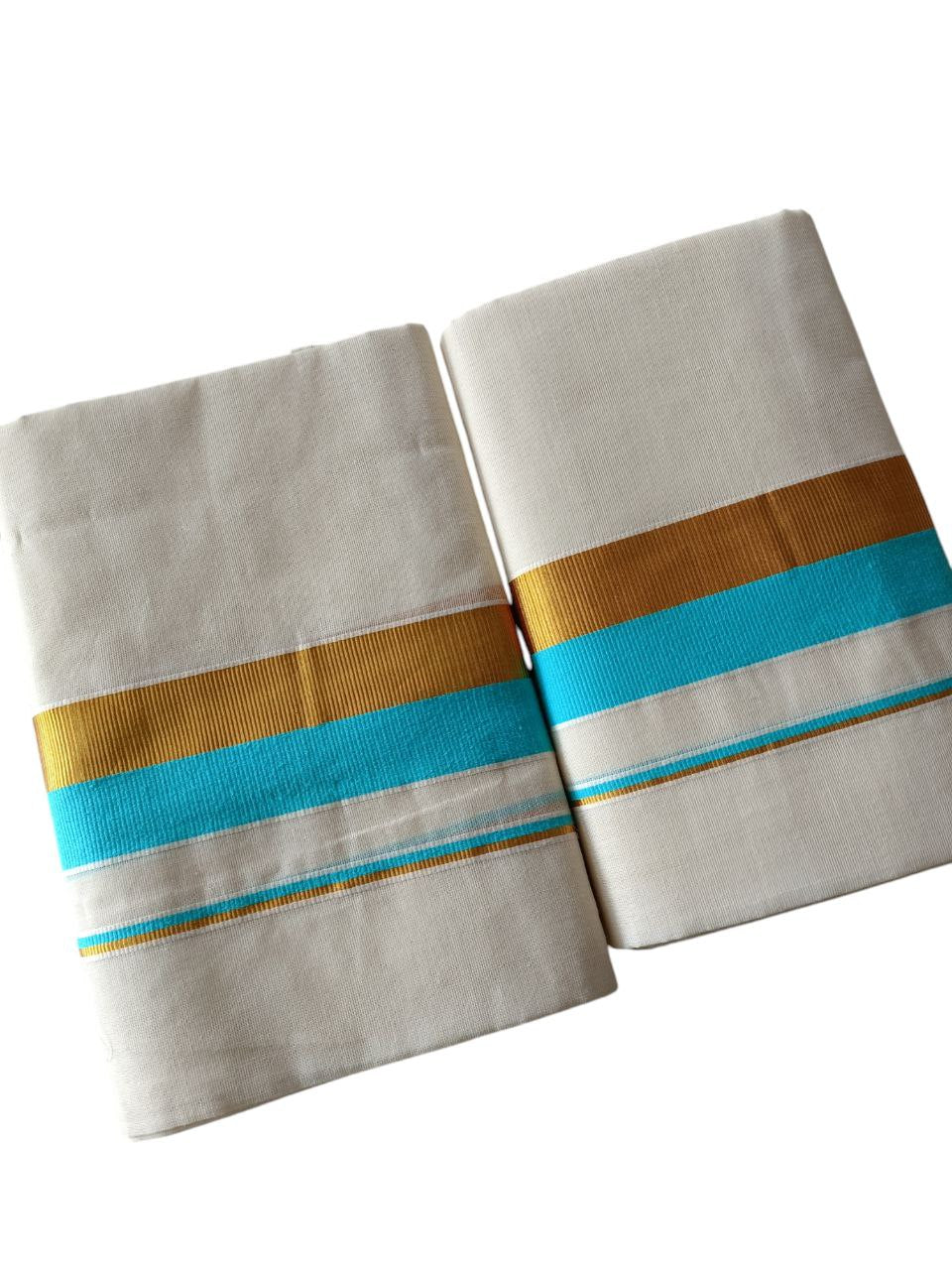 Womens Kerala Traditional Kuthampully Set Mundu with Printed Designs