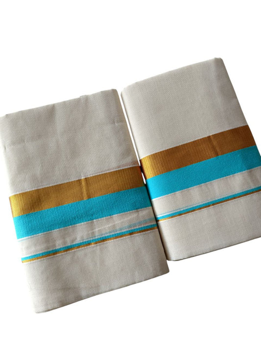 Womens Kerala Traditional Kuthampully Set Mundu with Printed Designs