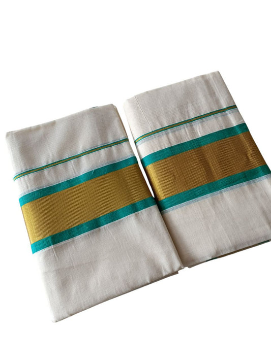 Womens Kerala Traditional Kuthampully Set Mundu with Printed Designs