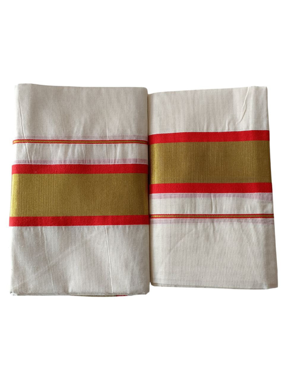 Womens Kerala Traditional Kuthampully Set Mundu with Printed Designs