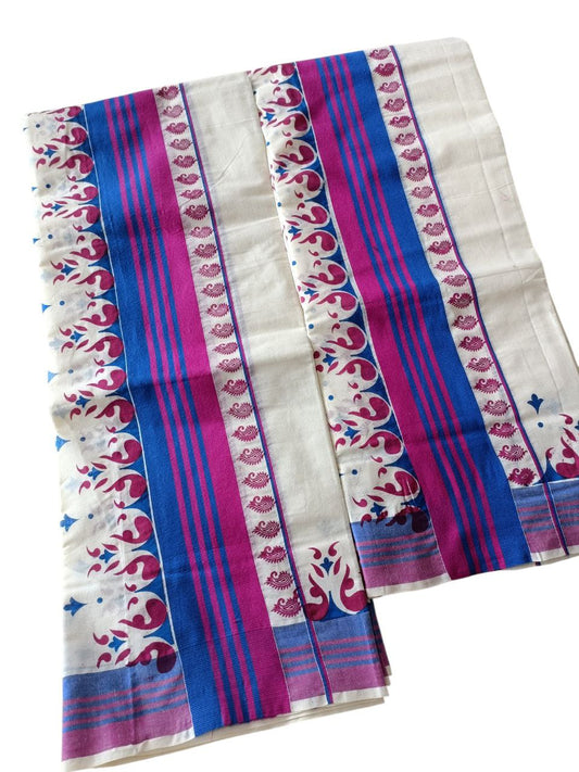 Womens Kerala Traditional Kuthampully Set Mundu with Printed Designs