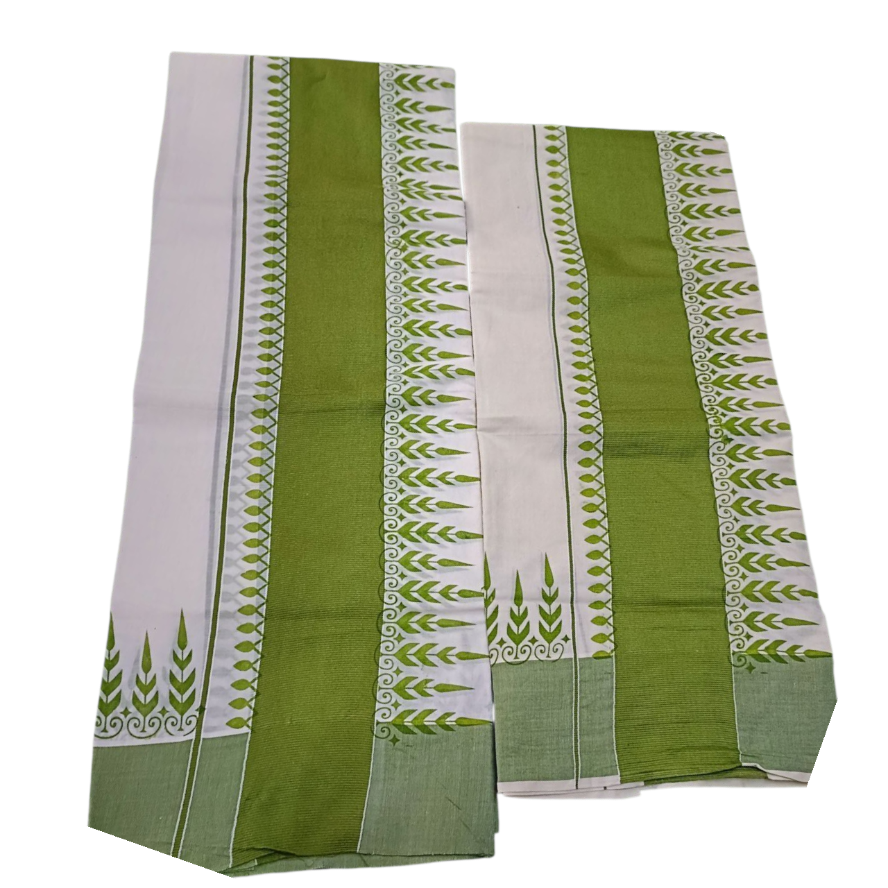 Womens Kerala Traditional Kuthampully Set Mundu with Printed Designs