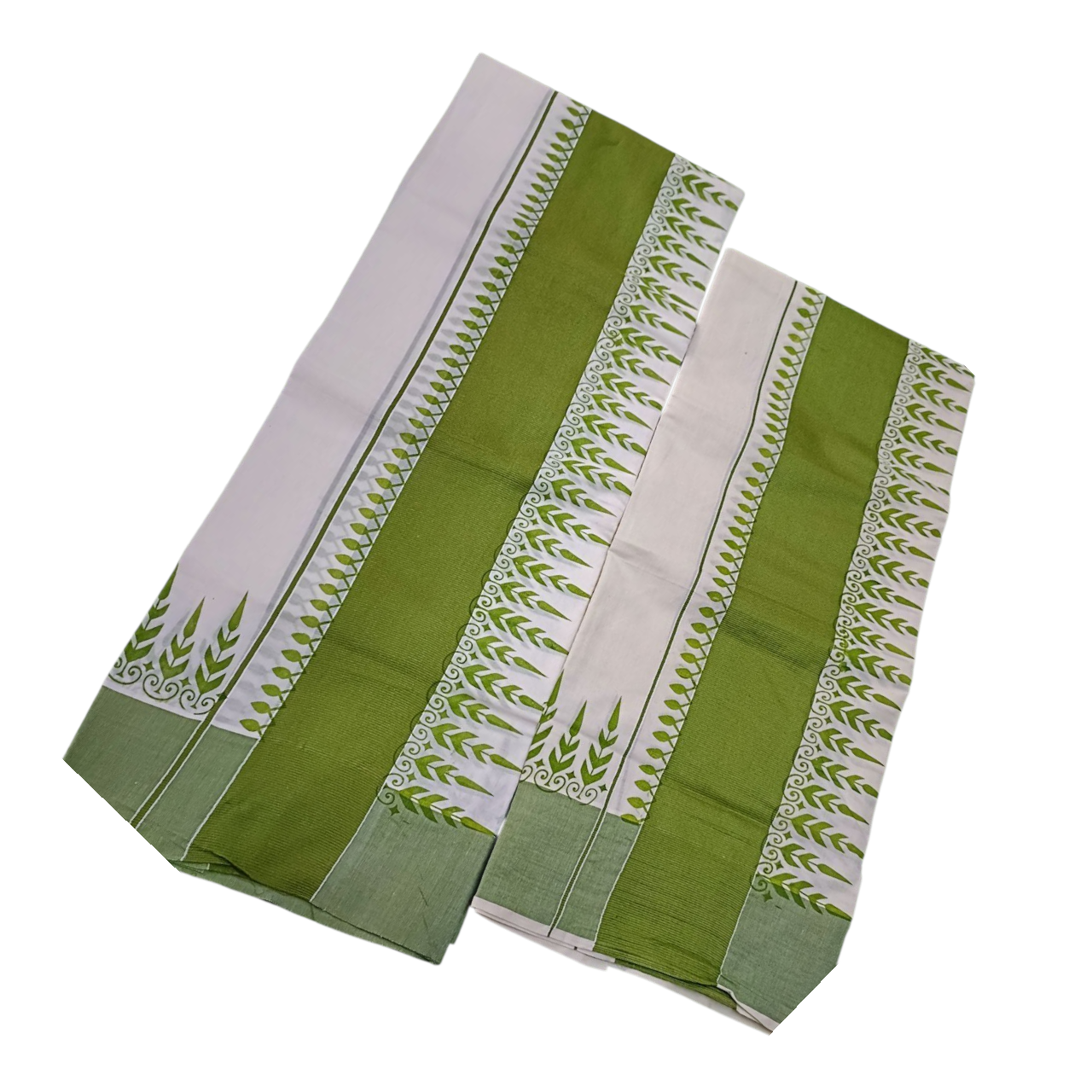 Womens Kerala Traditional Kuthampully Set Mundu with Printed Designs