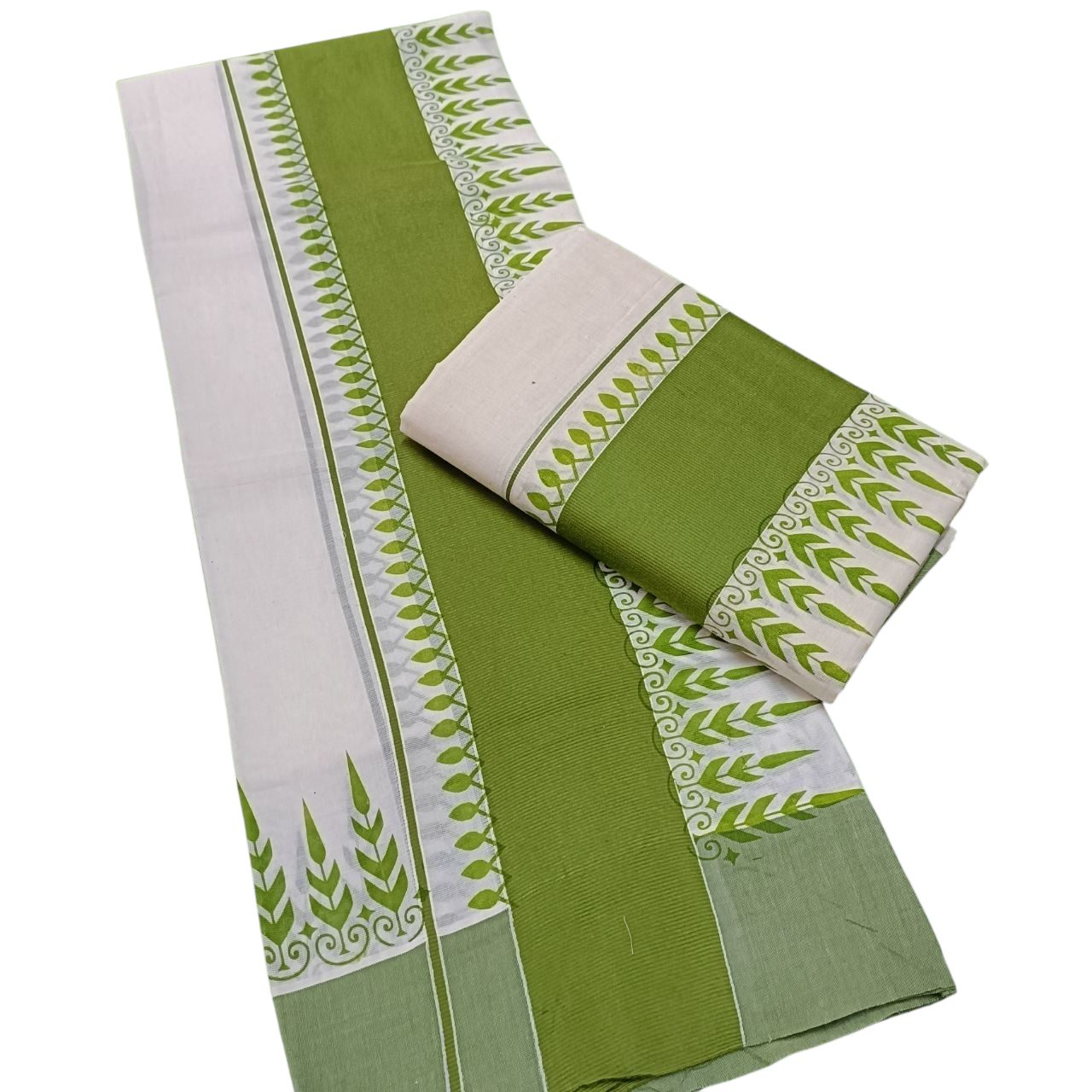 Womens Kerala Traditional Kuthampully Set Mundu with Printed Designs