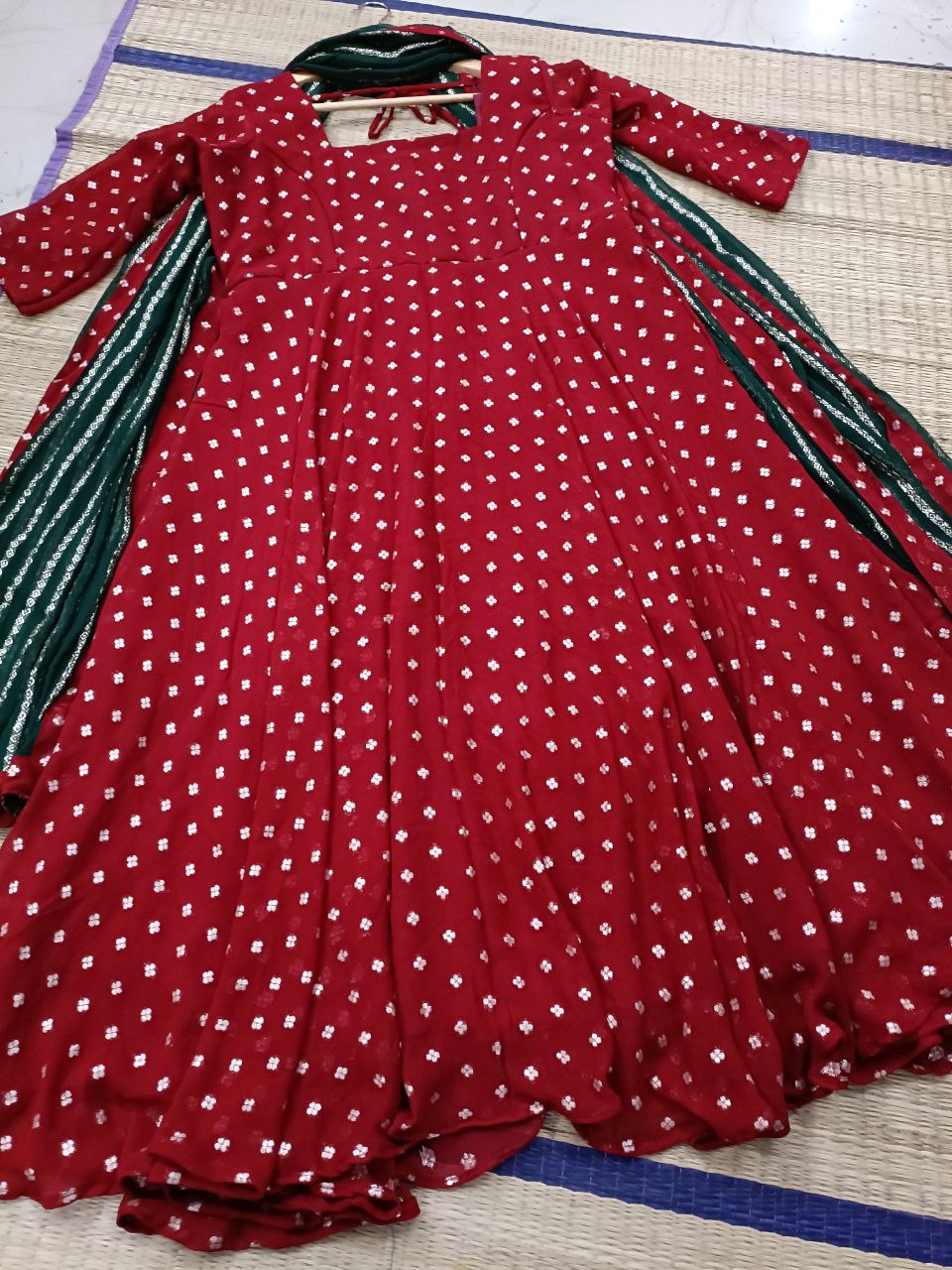 Banarasi Dyeable Chilly Red Anarkali  [MCAN03]