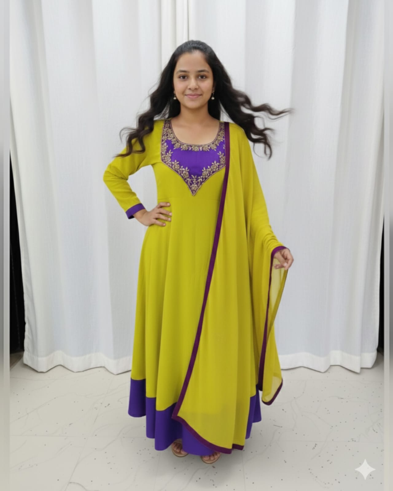 Georgette Handworked Panel Cut Anarkali  [MCAN06]