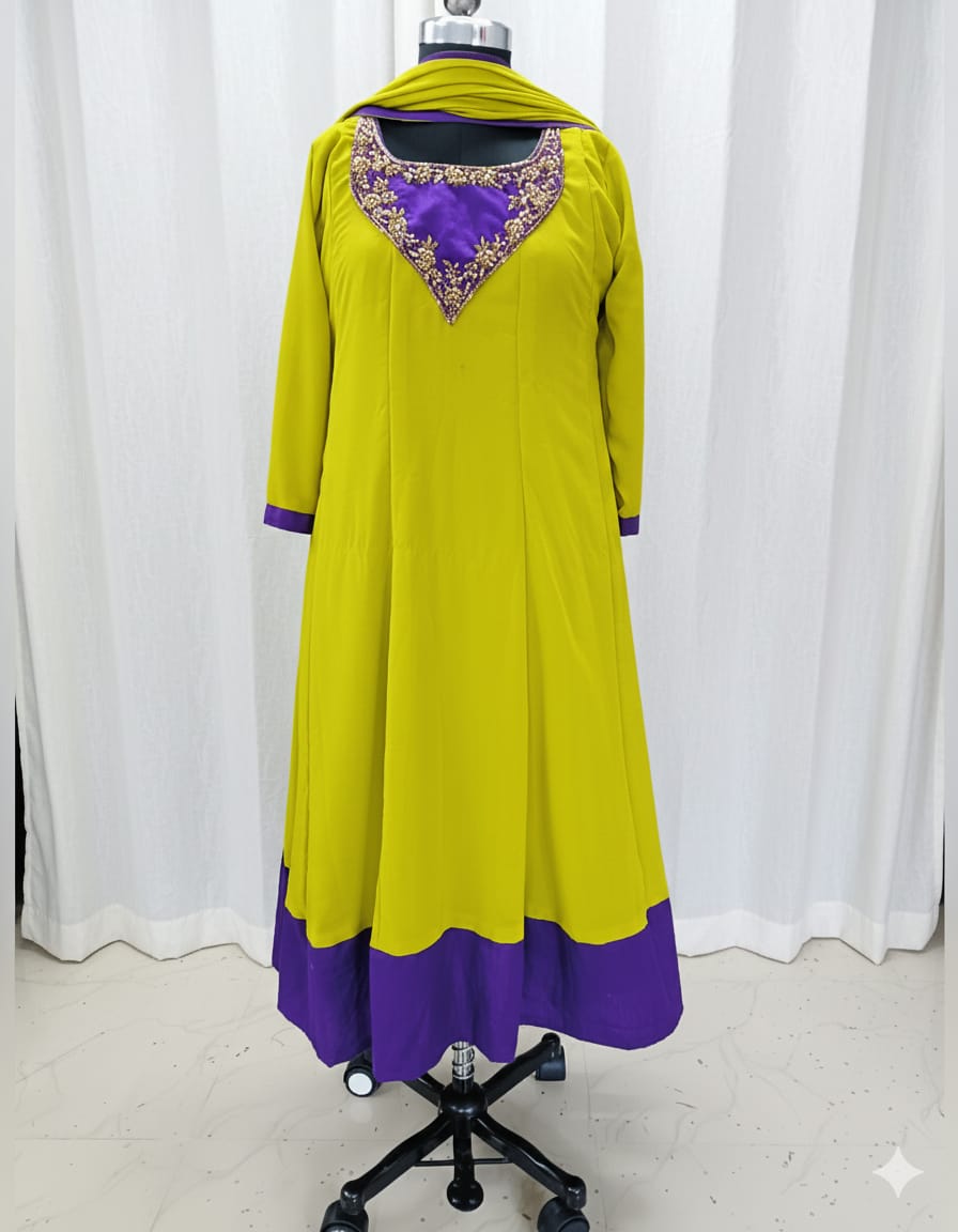 Georgette Handworked Panel Cut Anarkali  [MCAN06]