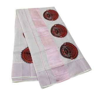 Womens Kerala Traditional Kuthampully Copper Border Saree