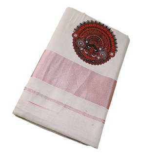 Womens Kerala Traditional Kuthampully Copper Border Saree