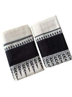 Womens Kerala Traditional Kuthampully Set Mundu with Printed Designs