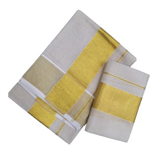 Womens Kerala Traditional Kuthampully Tissue Set Mundu