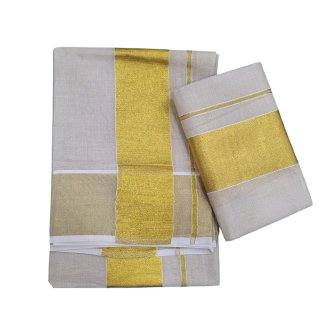 Womens Kerala Traditional Kuthampully Tissue Set Mundu