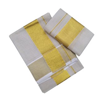 Womens Kerala Traditional Kuthampully Tissue Set Mundu