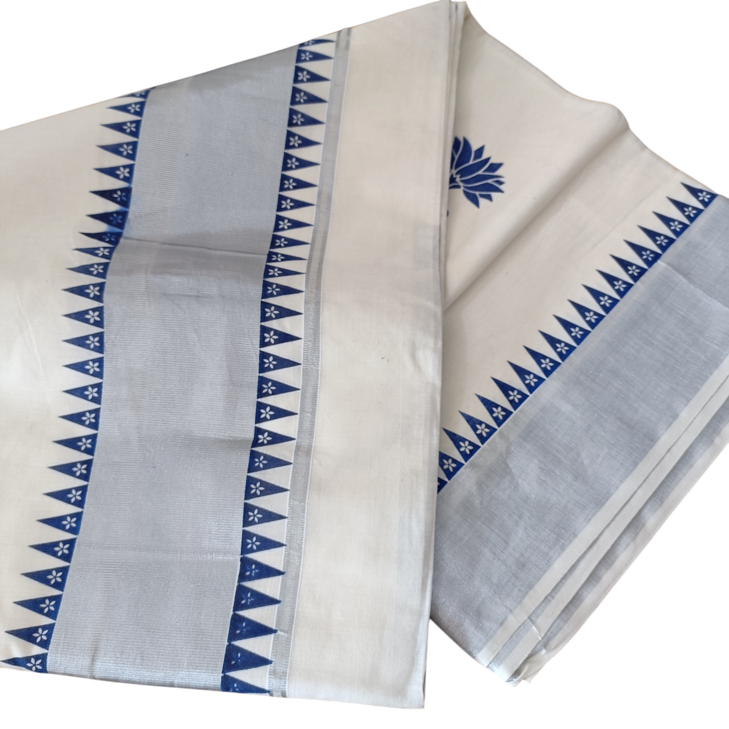 Womens Kerala Traditional Kuthampully Set Saree with Printed Designs