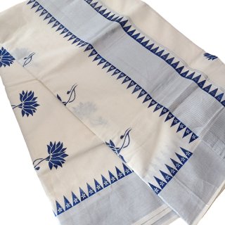 Womens Kerala Traditional Kuthampully Set Saree with Printed Designs