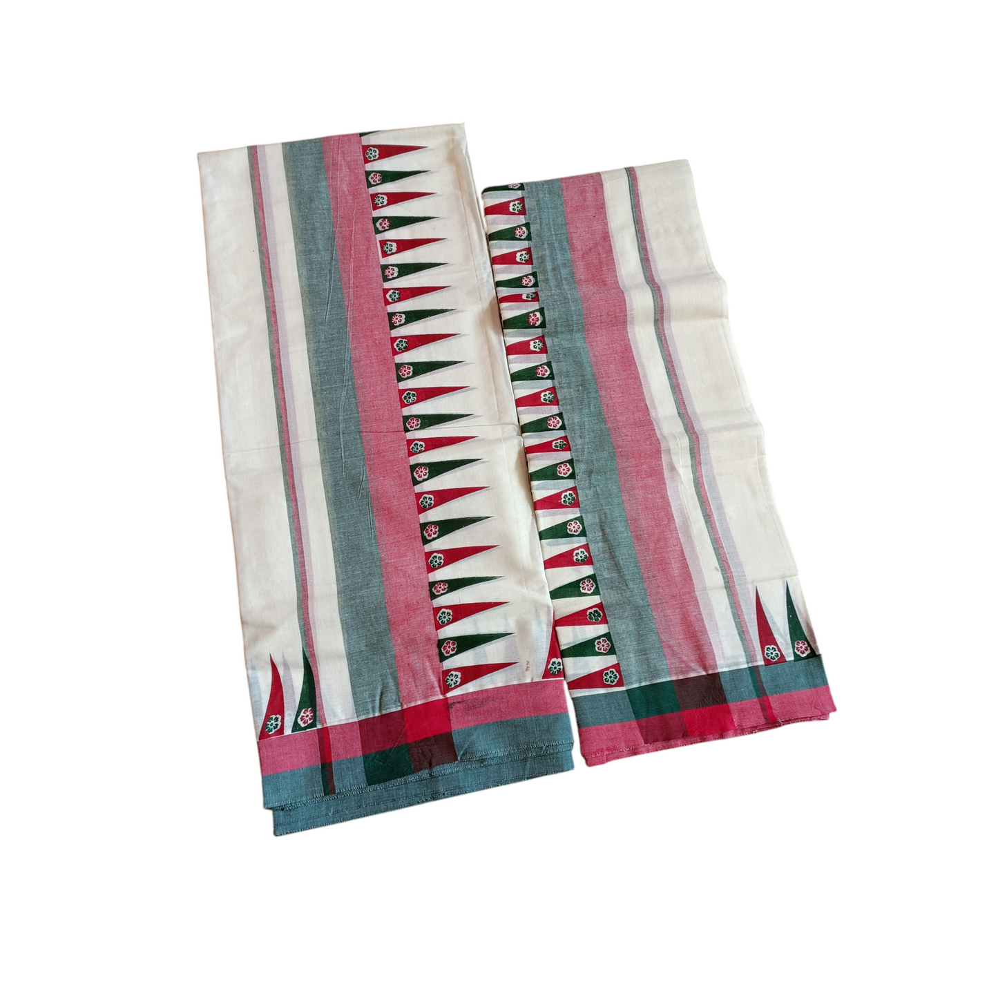 Womens Kerala Traditional Kuthampully Set Mundu with Printed Designs