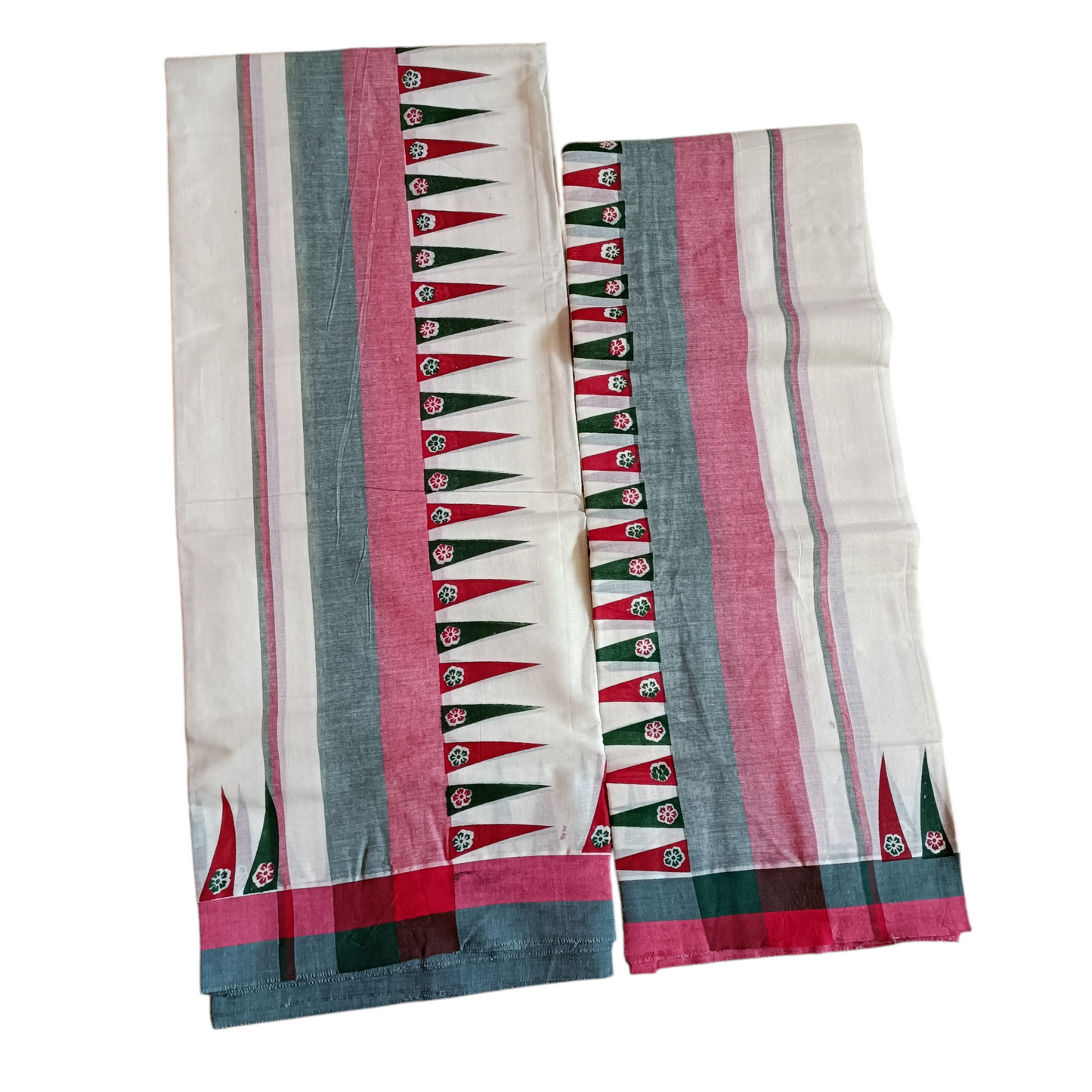 Womens Kerala Traditional Kuthampully Set Mundu with Printed Designs