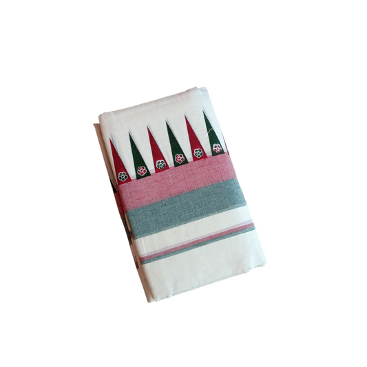 Womens Kerala Traditional Kuthampully Set Mundu with Printed Designs