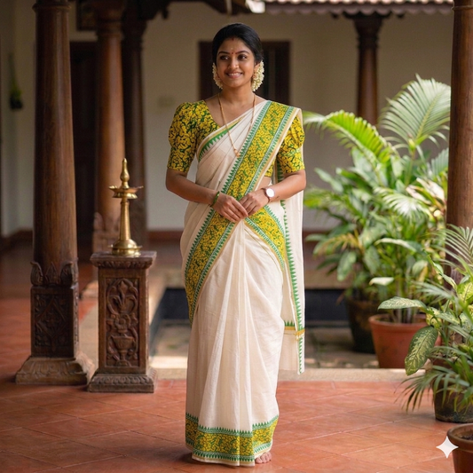 Vishu special kanikkonna cotton setmund for women with blouse piece | kerala saree | set setmundu | vishu special set mundu ( VISHU2026 )