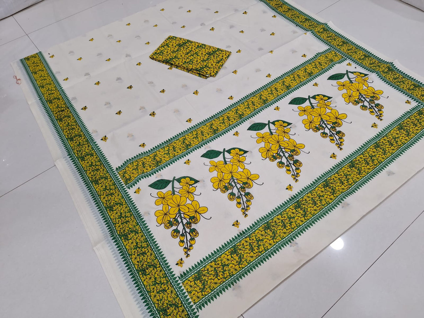 Vishu special kanikkonna cotton setsaree for women with blousepiece | kerala saree | set saree | vishu special