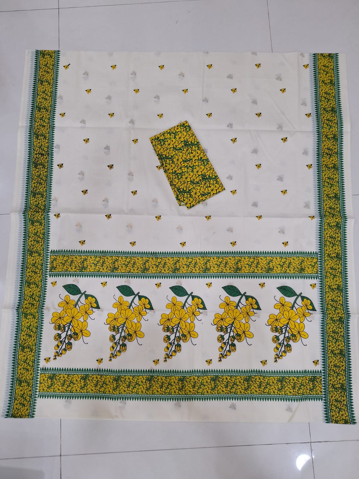 Vishu special kanikkonna cotton setsaree for women with blousepiece | kerala saree | set saree | vishu special